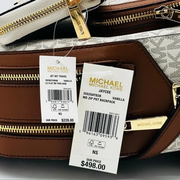 Michael Kors Medium Jaycee Zip Packet Backpack & Large Flat MF Phone Case Wallet - Picture 15 of 15